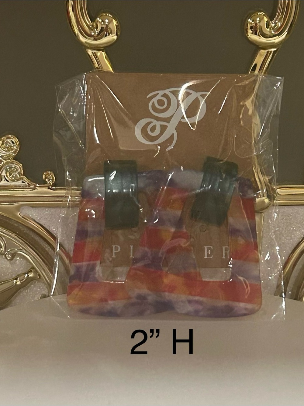 Plunder Colorful Marble Multicolor Hanging Earrings. NWT